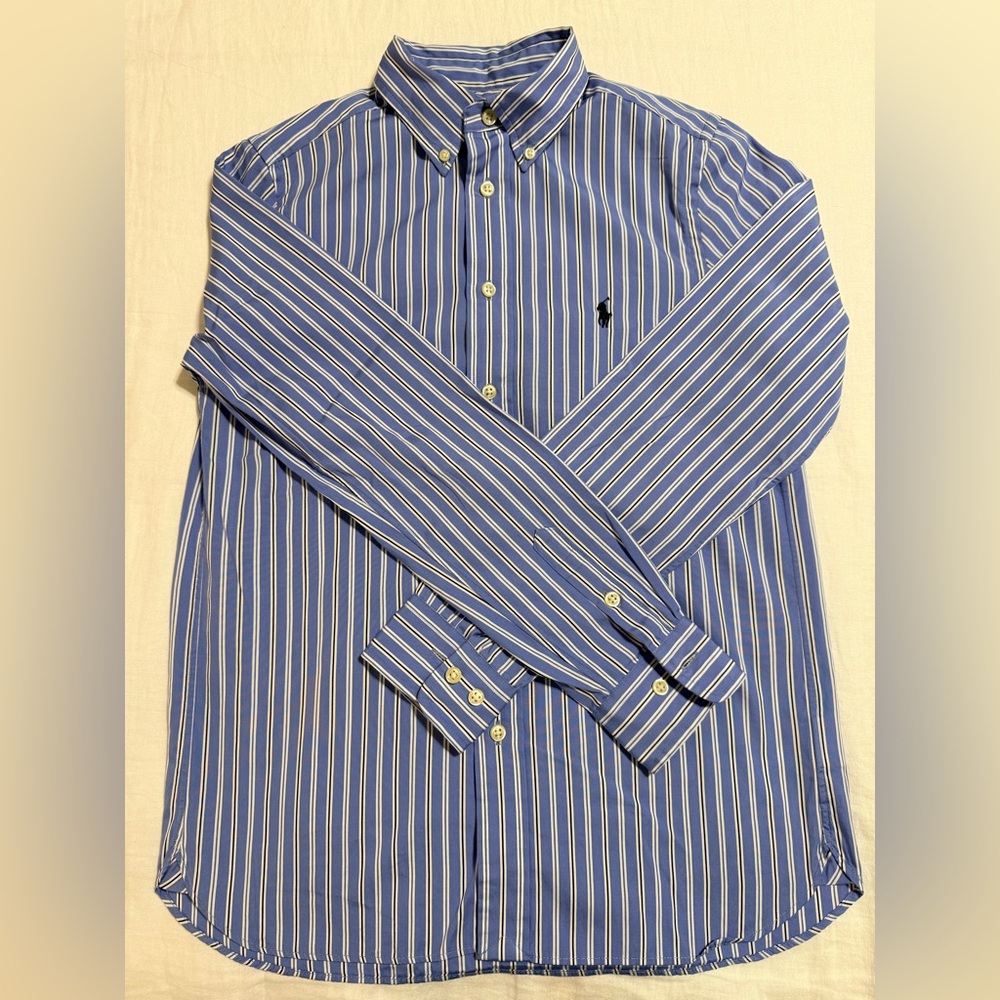 Polo Ralph Lauren Blue Striped long sleeve Boy’s slim fit shirt size 16